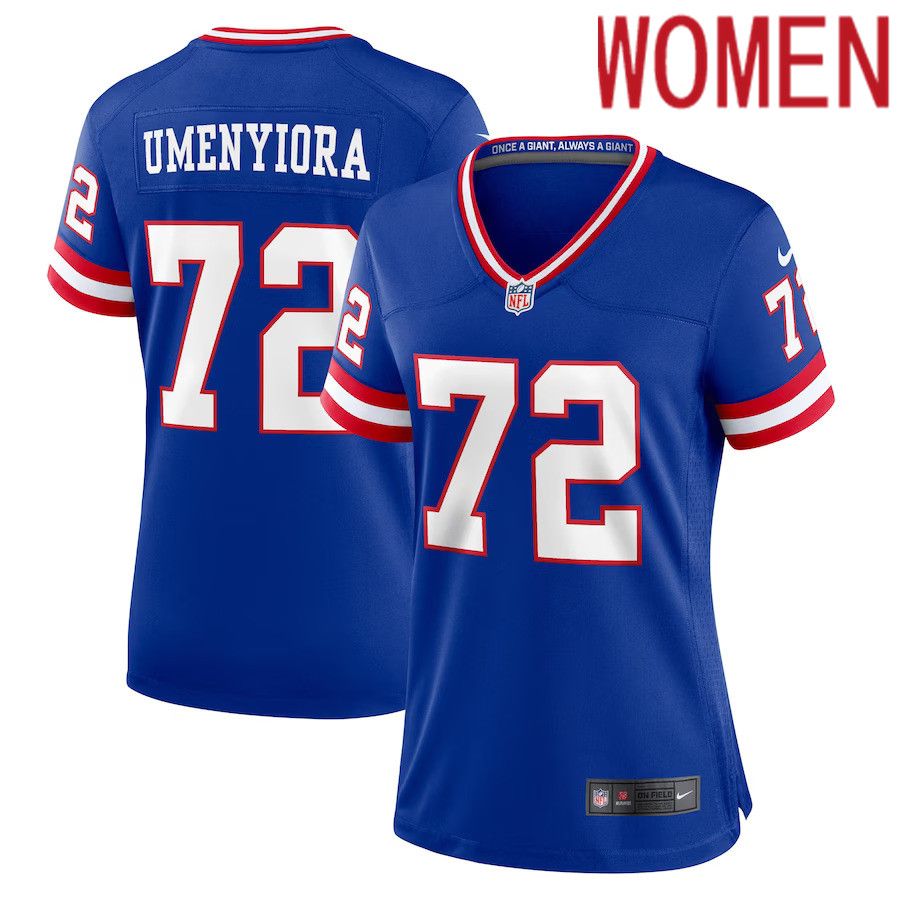 Women New York Giants #72 Osi Umenyiora Nike Royal Classic Retired Player Game NFL Jersey->women nfl jersey->Women Jersey